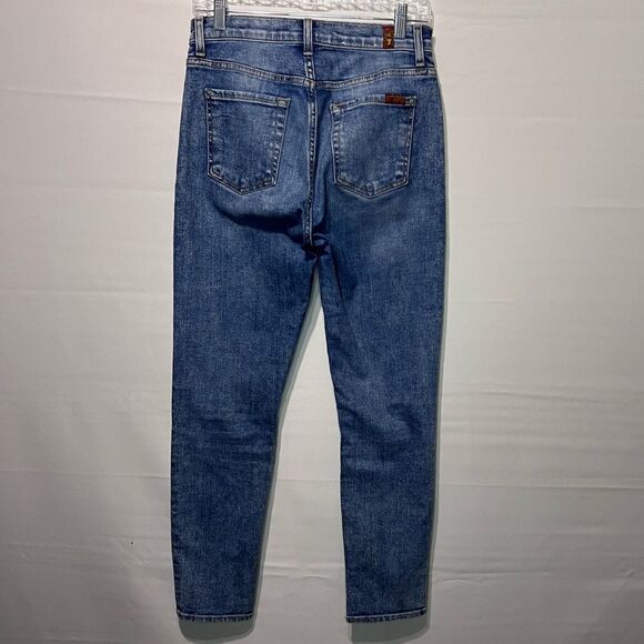 7 for All Mankind Josefina High Waist Dark Wash Distress Straight Jeans Size 26 - Picture 5 of 9
